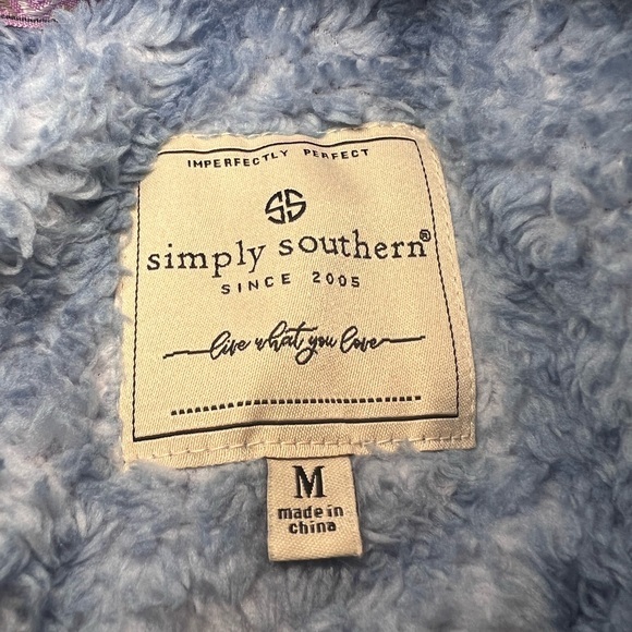 Simply Southern Women M Blue Ombre Super‎ Soft Fleece Sherpa 1/3 Zip Pullover - Picture 3 of 6